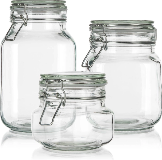 Sada sklenených dóz s patentným uzáverom 0,5 + 1 + 2 l EREA