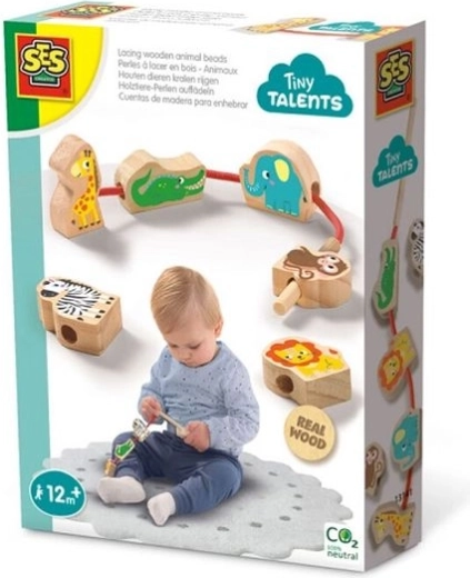 SES Creative Tiny Talents drevené navliekacie zvieratká