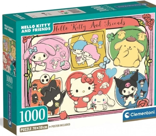 Puzzle CLEMENTONI Hello Kitty a priatelia – roztomilá koláž 1000 dielikov