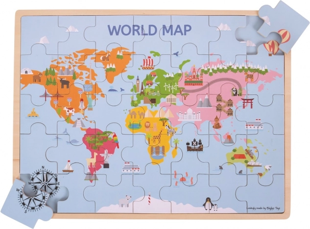 Bigjigs Toys drevené puzzle Mapa sveta