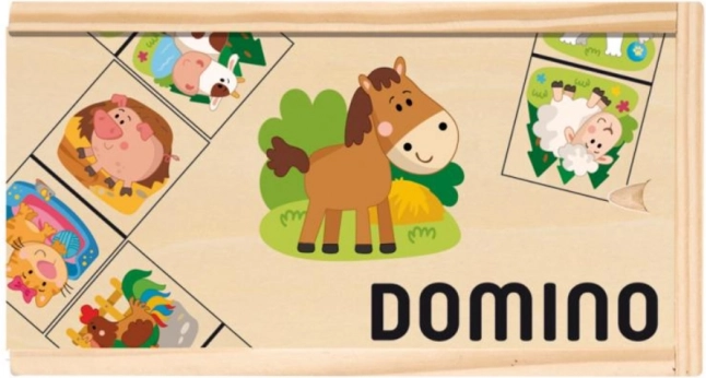 Detské drevené domino s domácimi zvieratami