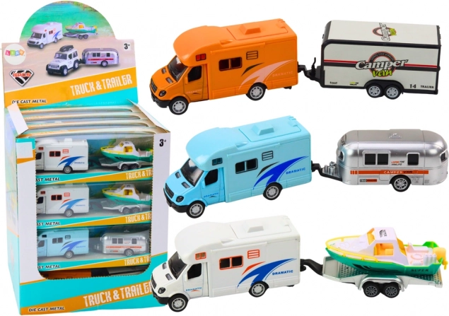 Hračka Terénne Auto S Loďou Alebo Karavanom Kovový Pohon