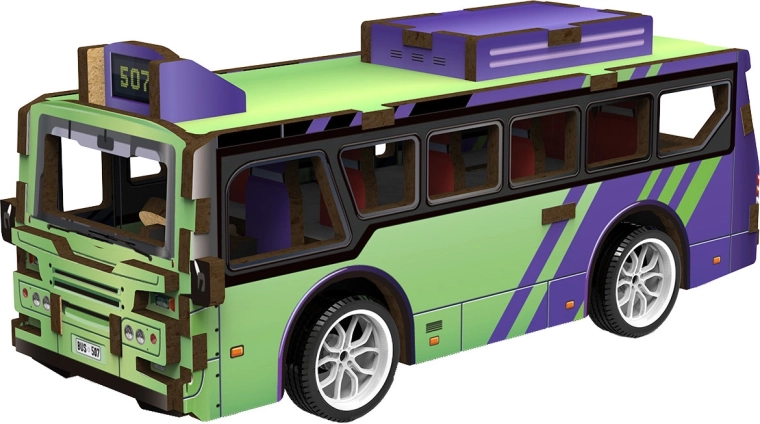 2Kids Toys 3D drevená skladačka autobus