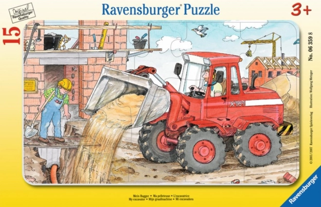 RAVENSBURGER doskové puzzle práca s bagrom 15 dielikov