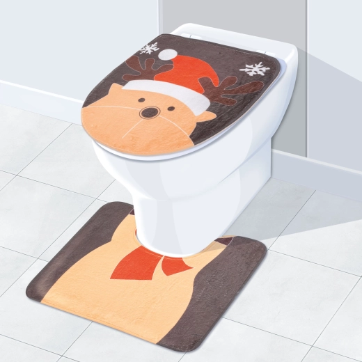 Vianočná dekorácia na WC sedadlo so sobom