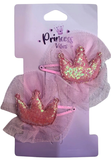 PINK sponky do vlasov trblietavá korunka, 2 ks
