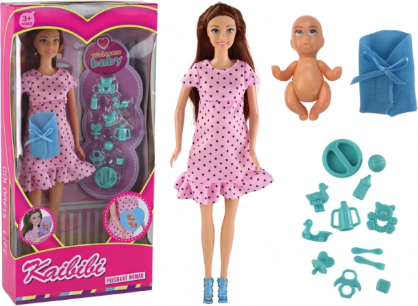 Bábka v tehotenstve s doplnkami