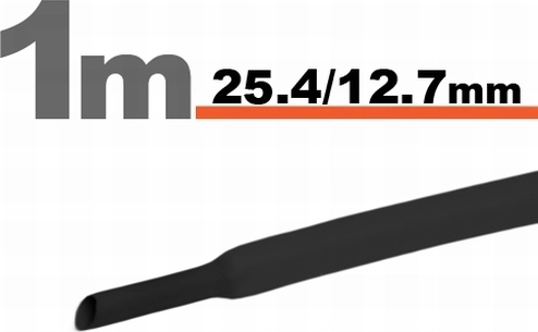 Čierna zmršťovacia bužírka 25,4 / 12,7 mm