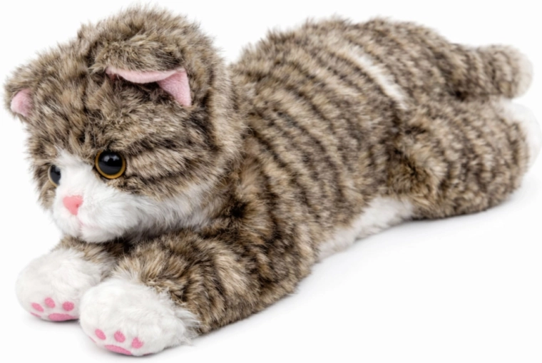 Plyšové ležiace mačiatko béžové 38 cm