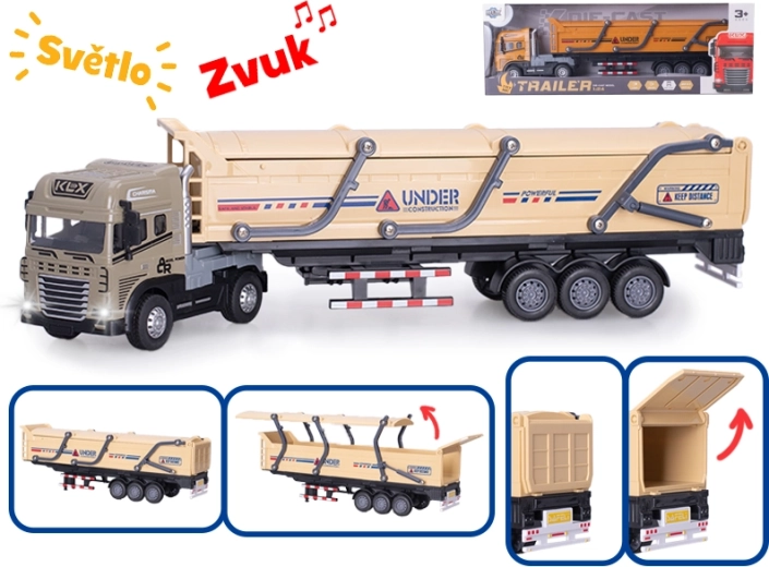 Kovový nákladný voz 1:24 so svetlom a zvukom, zotrvačník, 39 cm