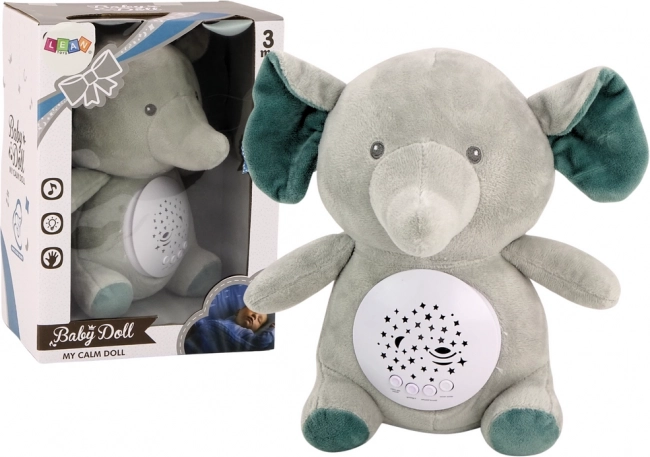 Uspávací medvedík Sloník s projekciou hviezd a melódiami - šedý