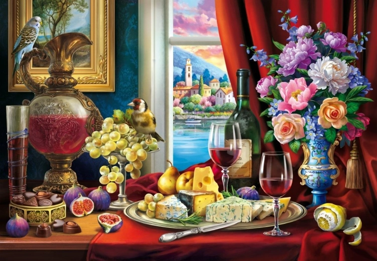 Puzzle Zátišie s vínom 1000 dielikov
