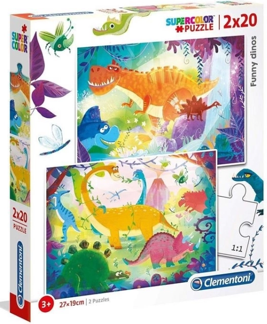 Puzzle 2×20 Super Color – vtipní dinosauri