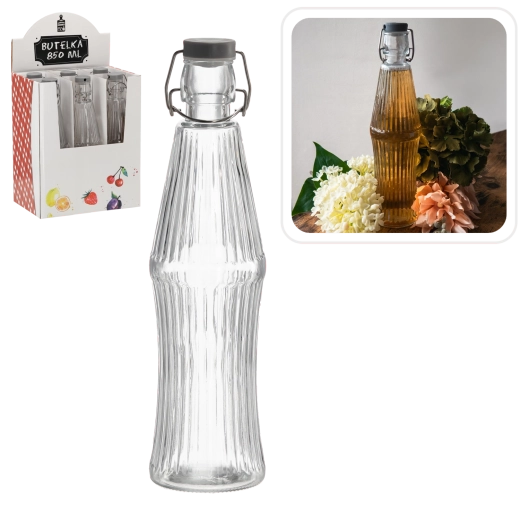 Sklenená fľaša 850 ml s mechanickým uzáverom