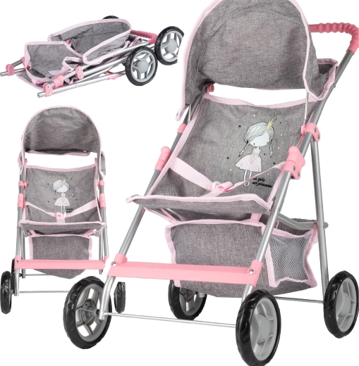 Kočík pre bábiky Little Princess Grey