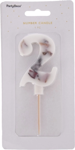 Tortová sviečka kvet biela číslo 2, 8 cm
