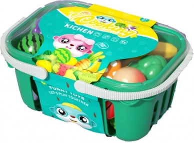 Košík s krájacím ovocím a zeleninou