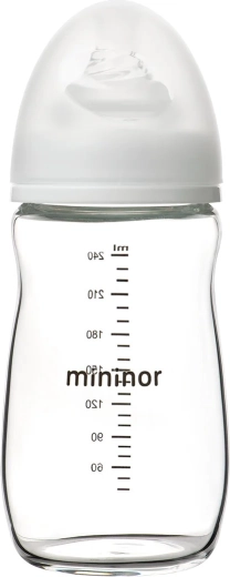 Mininor sklenená dojčenská fľaša 240 ml 0+