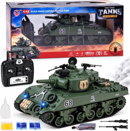 Diaľkovo ovládaný tank Sherman M4A3 na diaľkové ovládanie 2,4 GHz so streľbou, dymom a zvukom 36 cm