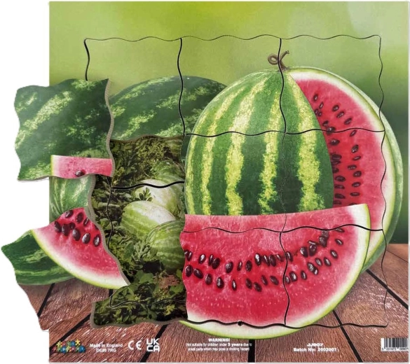 Just Jigsaws vodný melón a jeho vegetatívne rastové fázy – drevené vrstvené puzzle, 19 dielikov