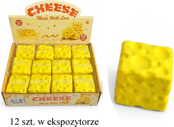Antistresová stláčacia loptička syr štvorec – 1 kus