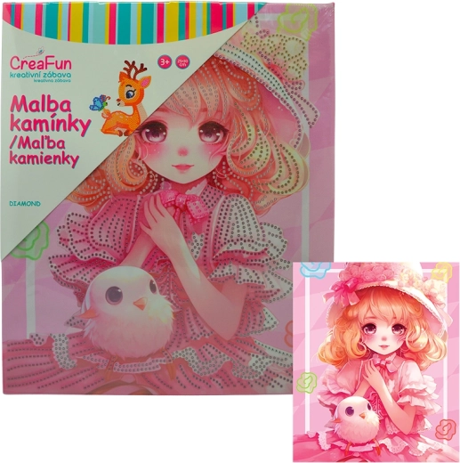 Diamantové maľovanie – ružová bábika 25 × 30 cm