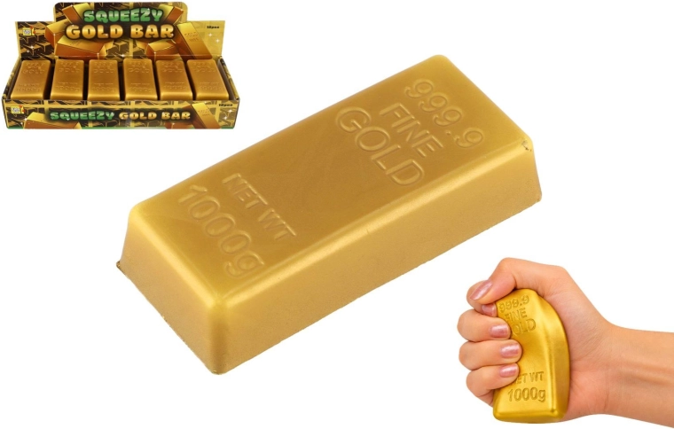 Antistresová stláčacia zlatá tehla - 1 kus