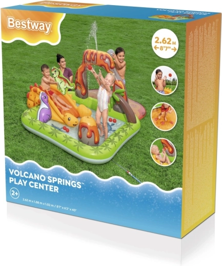 Nafukovacie herné centrum dinosaury so šmykľavkou a vodným rozprašovačom