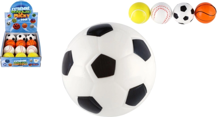 Extrémne skákajúca penová loptička so športovým motívom 6 cm