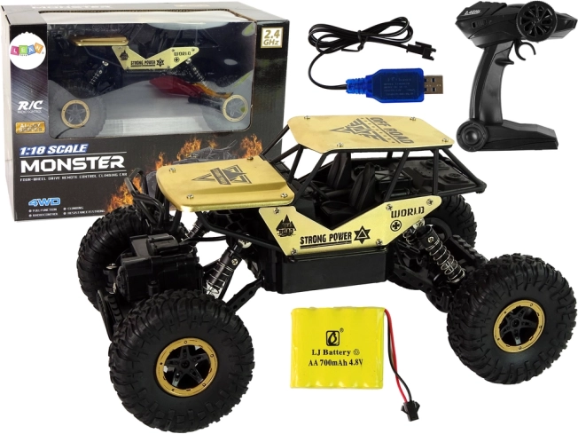 RC auto terénne 1:18 čierne zlaté s vysokými kolesami