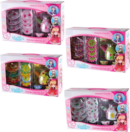 Plechová čajová sada s potlačou, 15 dielov