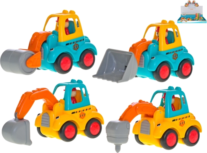 Veselé stavebné autíčko so zotrvačníkom 10 cm