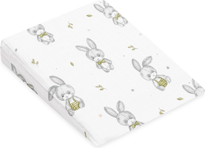 Mušelínový obliečok na detský vankúš – klin NEW BABY Standard 30×37 cm, motív Bunny