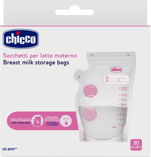 Chicco vrecká na materské mlieko 250 ml, 30 ks