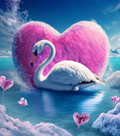 Diamantové maľovanie Labuť a srdce 30 × 40 cm