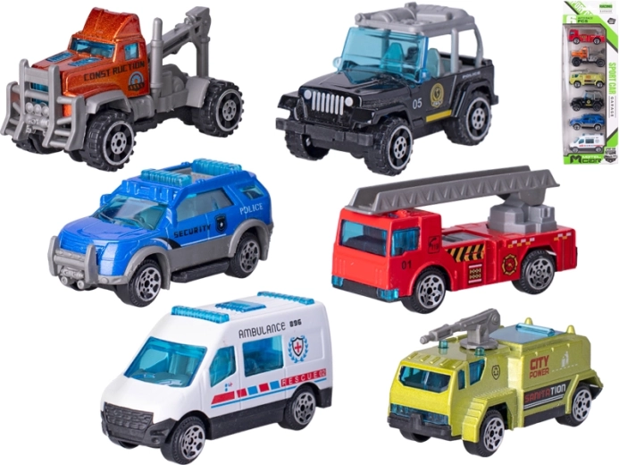 Sada kovových autíčok 6 ks (6,5–7,5 cm)