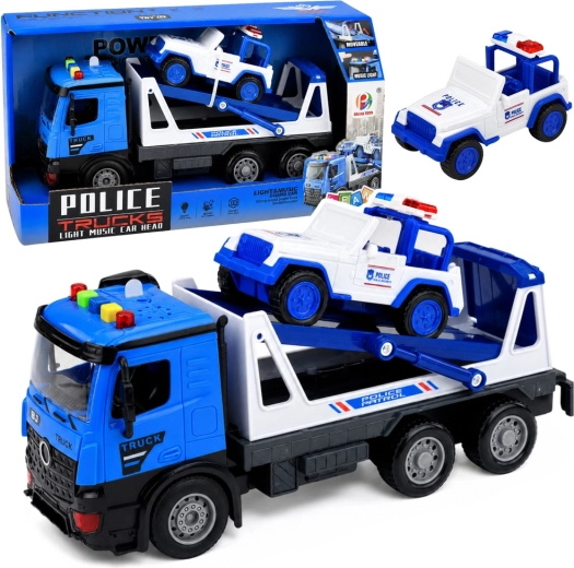 Policajný odťahový voz so služobným policajným autom – svetlá a zvuky