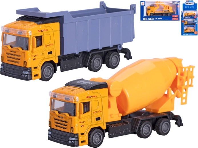 Kovový model stavebného vozidla 1:50 s spätným chodom, mix typov