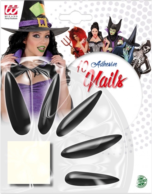 Čierne dlhé čarodejnícke nalepovacie nechty