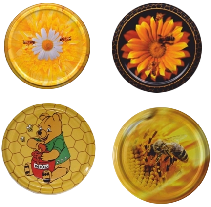 Sada kovových viečok 82 mm s motívom včielky – 10 ks