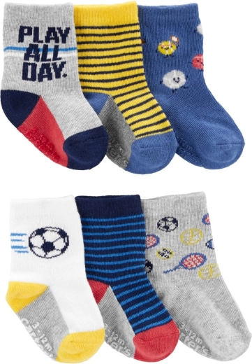 Carter’s športové ponožky pre chlapcov 0–3 mesiace, 6 párov