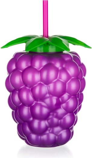 Plastová fľaša so slamkou v tvare černice 880 ml