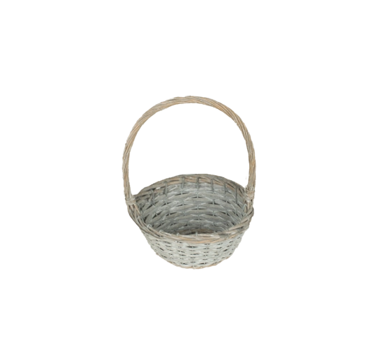 Sivý prútený košík s rukoväťou 16 × 8 × 24 cm