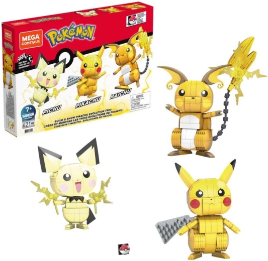 Mega Construx stavebnica POKÉMON: Pikachu a jeho evolučné trio