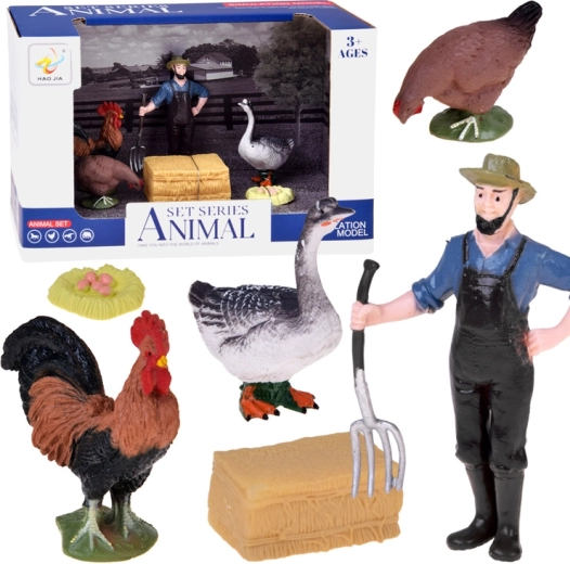 Súprava figúrok farmára a hospodárskych vtákov
