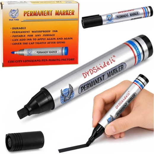 Vodoodolný permanentný popisovač čierny s okrúhlym hrotom 13,5 cm - 1 kus