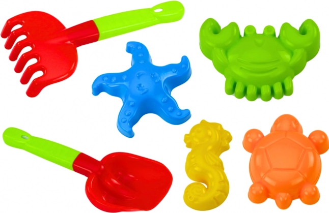 Sada hračiek na piesok s lopatkou, hrabličkami a formičkami