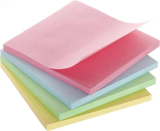 Samolepiace bločky 7,5 × 7,5 cm, mix farieb (4 × 50 ks)