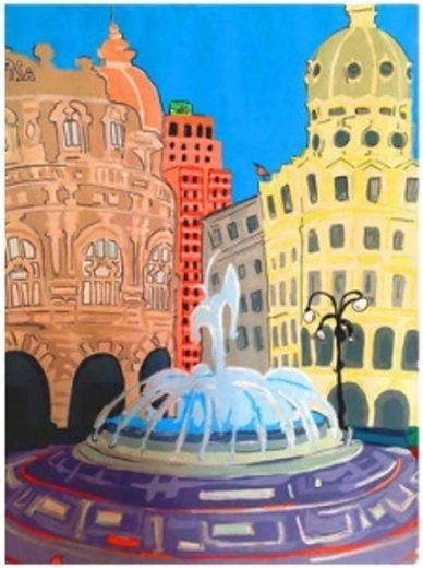 Norimpex Maľovanie podľa čísel Fontána na námestí 40 × 50 cm