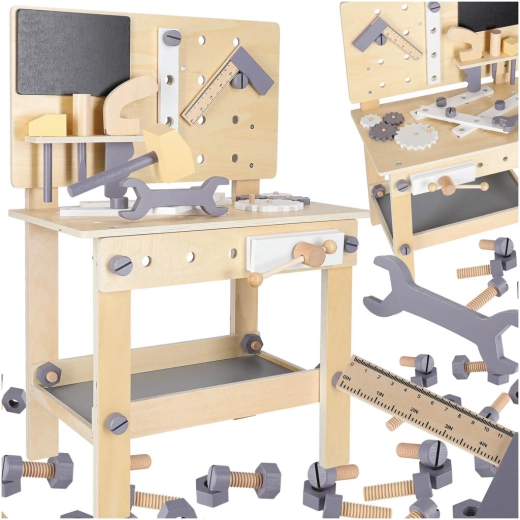 Drevený detský pracovný ponk s náradím